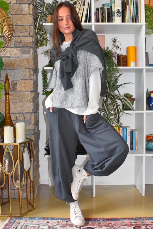 Lagen Shelby Barrel Pant Charcoal 